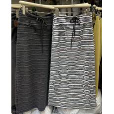 批发韩系抽绳系带撞色<b class='q'>条纹</b><b class='q'>半身裙</b>女秋2025高腰修身显瘦A字开叉包臀裙