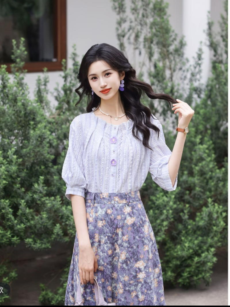 여름 분위기 센스 셔츠 새로운 프랑스식 레트로 스타일 품격 슬림해 보이는 티셔츠