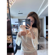 批发喇叭袖修身显瘦百搭打底上衣 十提花波点半身裙