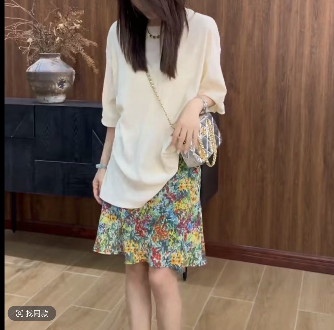 코코아 열분해 Lun 단색 미니멀리즘 캐주얼 패션 벨벳 티셔츠 세트