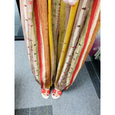 批发张涩涩 25<b class='q'>夏</b>“彩虹王国”慵懒感彩色条纹薄<b class='q'>夏</b>季阔腿直筒南瓜女裤