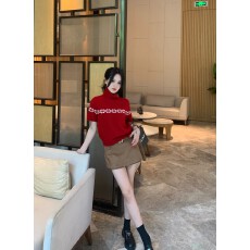 批发LaluneDuCiel 复古百搭麂皮绒腰带a字短裙裤女秋美拉德休闲半身裙