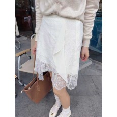 批发KUBERAS 短款设计感不规则蕾丝拼接<b class='q'>雪纺</b><b class='q'>半身裙</b>高级感小众A字短裙