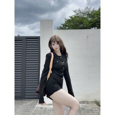 批发LULUSWINGS 叛逆富家千金 法式小香风一体式连衣<b class='q'>裤</b>弹力修身连体衣