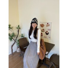 批发区区欧阳allgrey铁塔日落人字纹复古西装绑带直筒百褶长裙女