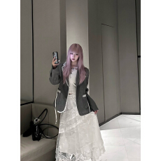 批发Bull0313一个叁漫雪柏林 灰色<b class='q'>西装外套</b>少女<b class='q'>蕾丝</b>花边毛呢西服
