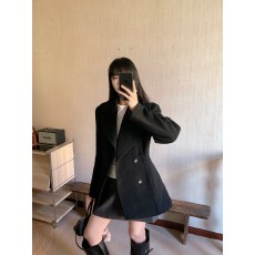 批发区区欧阳gv*c冷都女羊毛翻领沙漏腰<b class='q'>西装</b><b class='q'>双排扣</b>上衣女毛呢外套