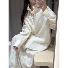 批发RECOIN R1C木耳边领抽绳系带<b class='q'>衬衫女</b>士2025新款独特超好看单穿衬衣