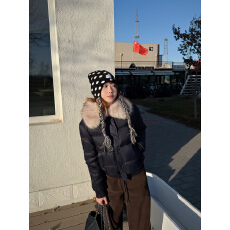 批发板栗可可Bankelili'软心泡芙'可拆卸毛领保暖90白鸭绒羽绒服女冬