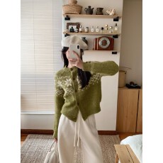 批发挪威森林 羊毛圈圈纱费尔岛针织衫女秋慵懒风毛衣<b class='q'>外套</b>