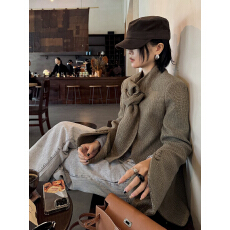 批发偏甜sasa 2025秋冬新款高级感气质设计感无扣<b class='q'>西装外套</b>女款