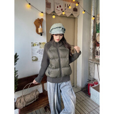 批发1只衮1Z1ZGUN 进阶温暖系 90白鸭绒针织插肩袖拼接短款<b class='q'>羽绒服</b><b class='q'>女</b>