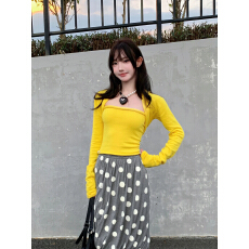 批发<b class='q'>明星</b><b class='q'>同款</b>1JINN STUDIO纯色针织坎肩开衫卷边抹胸半裙两穿<b class='q'>套装</b>