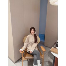 批发MLS 韩女卷边衫 软糯慵懒<b class='q'>针织衫</b>女秋冬季新款2025<b class='q'>宽松</b>舒适打底衫