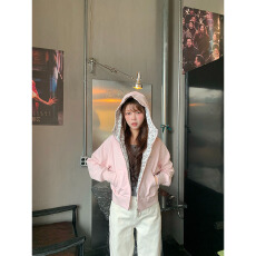 批发PCLP野趣豹芙撞色豹纹开衫连帽<b class='q'>卫衣</b> 春季松弛感<b class='q'>短款</b>帽衫外套