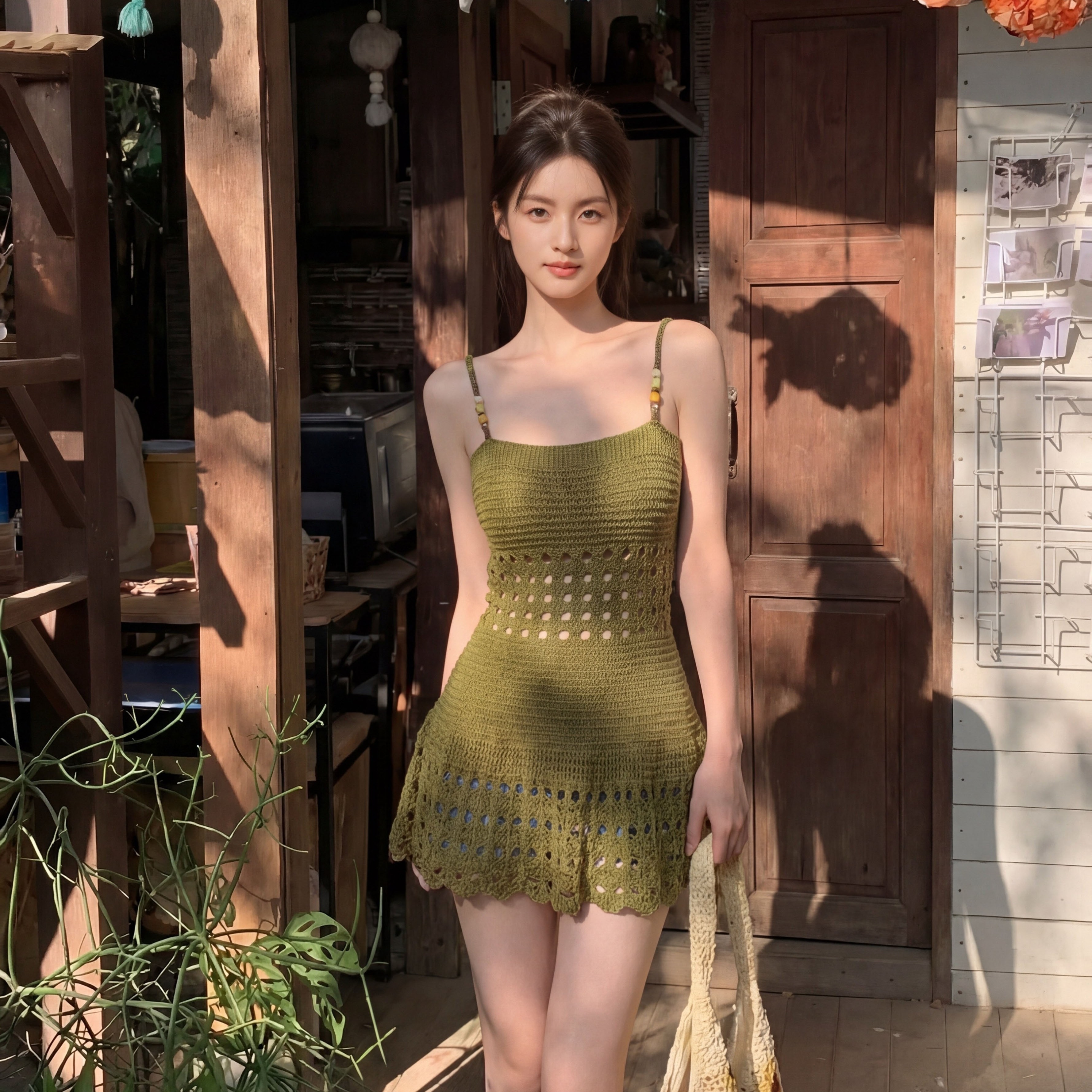 aomalm 덜 또한 눈 존재 함 ~ 중 갭 프랑스식 니트 홀로우 아웃 슬립 티셔츠 여성 여름 허리 수축 순수한 욕망 맨위