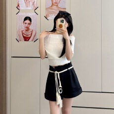 批发区区欧阳'秀款si服'重量级莼手工流苏编织腰带a字麂<b class='q'>皮短裤</b>