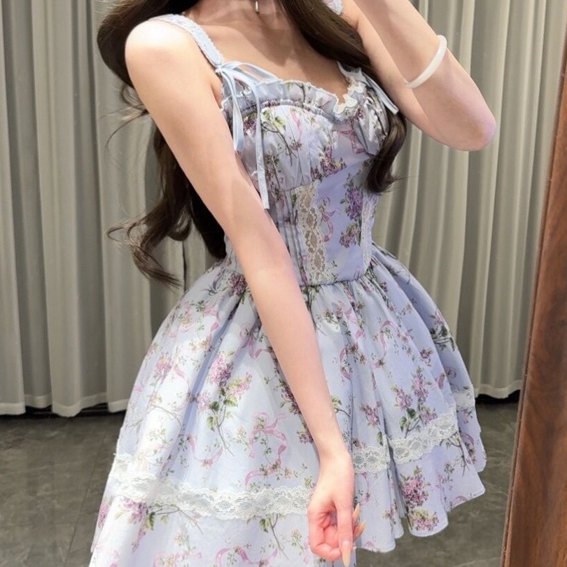 늦게 우산 우산 26 ss 정원 크루즈 houseof 꽃무늬 슬립 드레스 둘 색상 입력 디자인 센스 미니 스커트