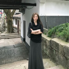 批发蝶宝嘻 si服软糯糯荡领蝙蝠袖慵懒百搭宽松针织上衣内搭打底衫t恤