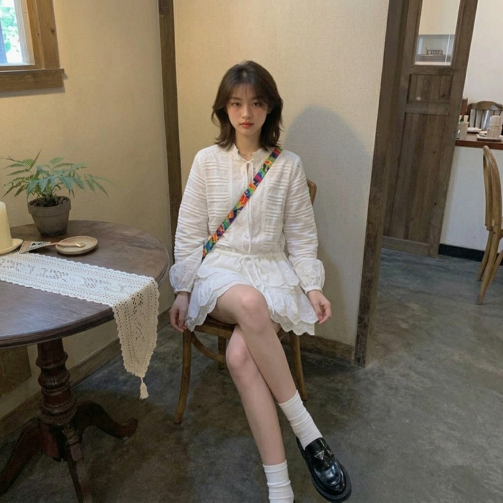 지구 Ouyang 순수한 사랑 마드리드 남쪽 법 분위기 호흡 센스 주간 실크 아마 자수 레이스 셔츠