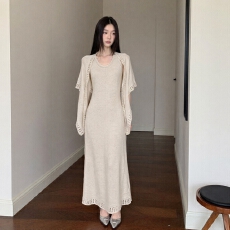 批发区区欧阳'庄园罗曼史'si<b class='q'>服</b>秀场款！亚麻无袖针织连衣裙/镂空披肩