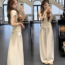 批发初夏搭配一整套韩系穿搭气质设计感短袖<b class='q'>T</b><b class='q'>恤</b>上衣宽松休闲<b class='q'>裤</b>