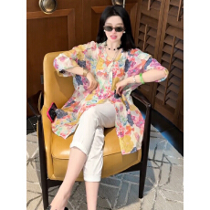批发复古气质<b class='q'>印花</b><b class='q'>衬衫</b>上衣女2026夏季新款大码宽松显瘦百搭防晒<b class='q'>衬衣</b>
