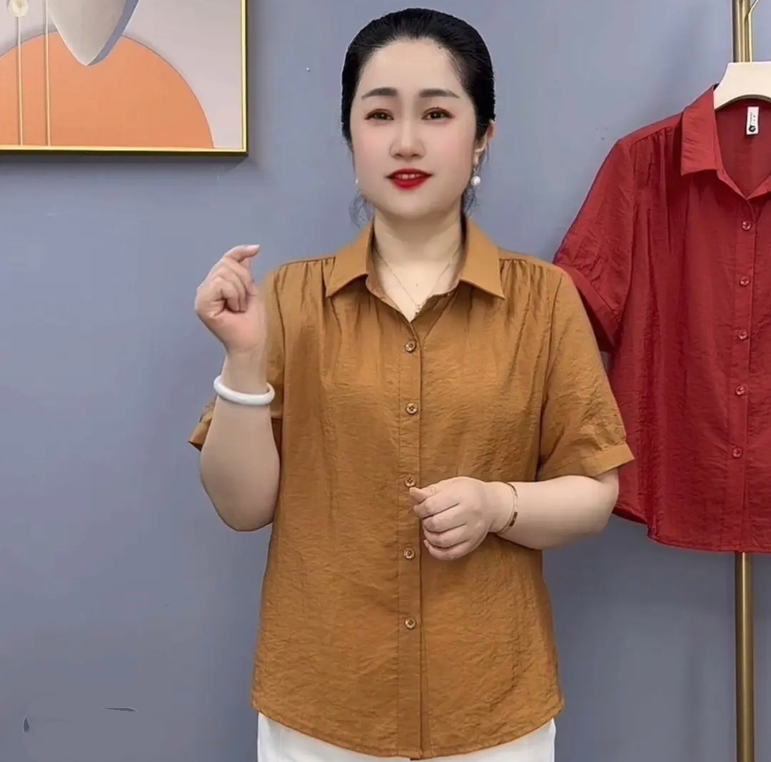 여름 새로운 패션 외국 가스 다용도 품격 슬림해 보이는 어머니 드레스 루즈핏 슬림해 보이는 셔츠