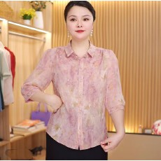 批发2026夏季新款短袖T恤<b class='q'>上衣</b>小衫中老年妈妈女时尚气质新中式衬衫