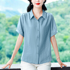 批发实拍2026夏季新款<b class='q'>时尚</b>洋气百搭气质显瘦<b class='q'>妈妈装</b>宽松显瘦衬衣