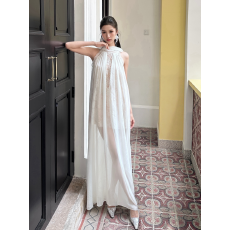 原创设计‘白色情书’纯欲度假风飘带夏季连衣裙