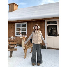 批发实拍实价  慵懒风羊羔毛背心马甲+针织毛衣打底衫+百搭阔腿裤