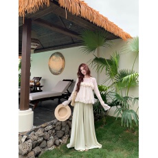 批发实拍实价  甜美吊带上衣+长袖T恤百搭上衣+宽松阔腿裤大摆伞裙潮