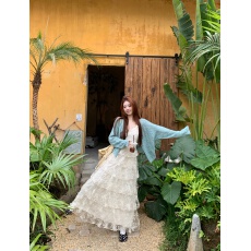 批发实拍实价 新款甜美风绿毛衣<b class='q'>开衫</b>+<b class='q'>蕾丝</b>蛋糕吊带连衣裙