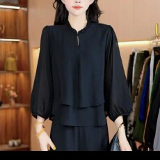 批发<b class='q'>中长款</b>宽松型千金风常规款衬衫女装收腰老钱风松弛感女装