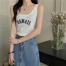 批发复古<b class='q'>吊带</b>小背心女ins潮夏季辣妹刺绣字母修身外穿内搭<b class='q'>打底衫</b>上衣