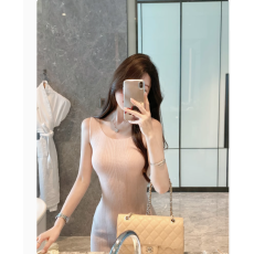 批发JustQinDaily 韩<b class='q'>女</b>2025新款<b class='q'>夏装</b>性感针织背心裙显瘦<b class='q'>连衣裙</b><b class='q'>女</b>