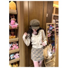 批发秋冬新款韩版<b class='q'>学院风</b>设计感<b class='q'>衬衫</b>领拼接假两件麻花长袖上衣女