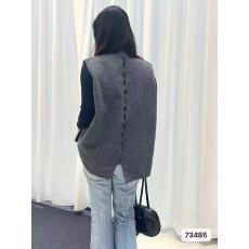 批发2025年<b class='q'>春</b>秋冬季气质半高领设计后背镂空纽扣宽松针织马甲百搭上衣