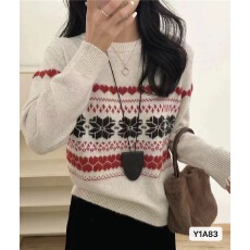 韩系复古提花时尚减龄针织衫女冬季2025年气质百搭宽松长袖毛衣