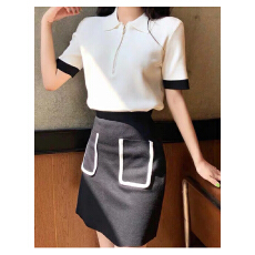 批发轻熟温柔减龄洋气显瘦港风复古chic两件套装女短款洋气夏季