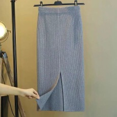 批发针织<b class='q'>半身</b>裙女春秋冬季2025新款毛线高腰中长款开叉一步<b class='q'>包臀</b><b class='q'>长裙</b>子