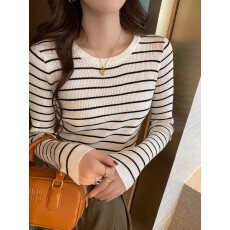 批发<b class='q'>条纹</b><b class='q'>针织衫</b>女2026早秋新款打底衫内搭春秋季修身早秋上衣毛衣