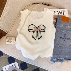 批发洋气小香风蝴蝶结背心女2026春季新款温柔<b class='q'>甜美</b>时尚高级质感小上衣