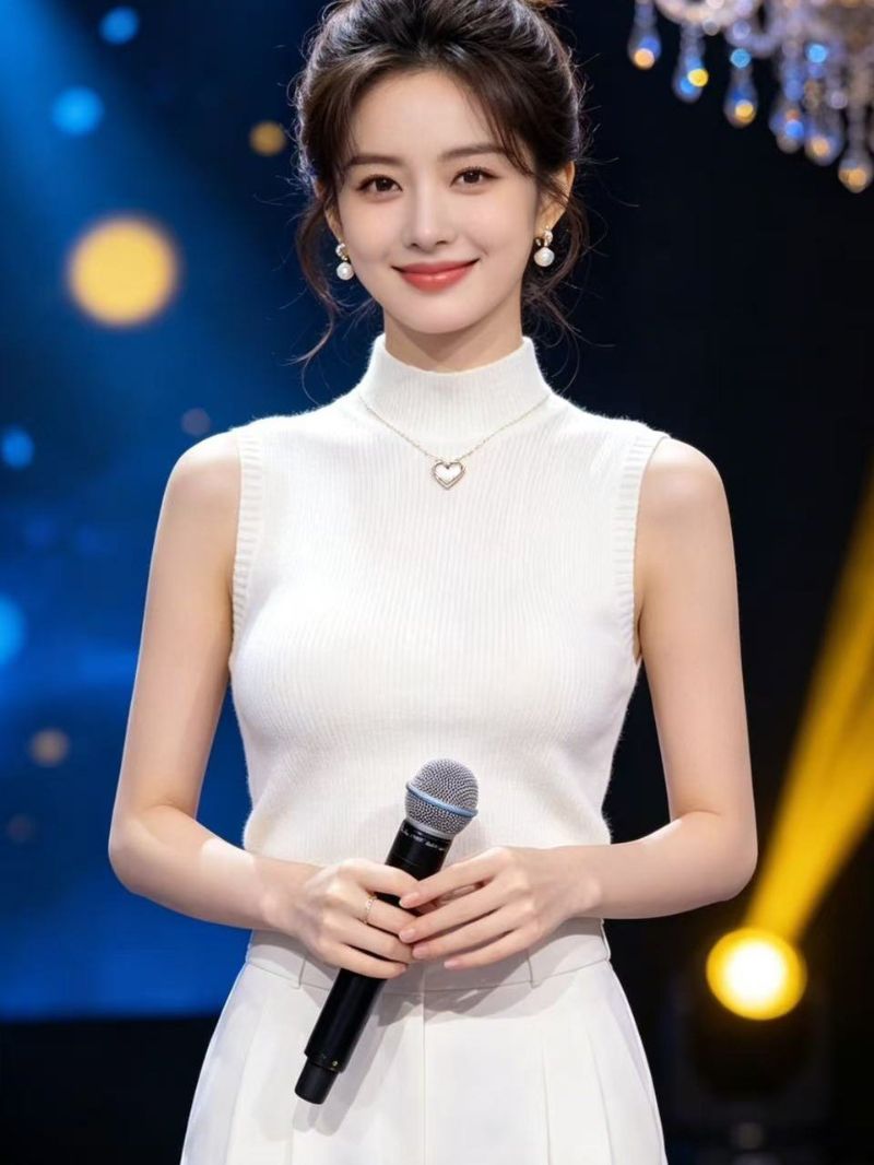 한 부서 미니멀리즘 부드러운 바람 여름 새로운 디자인 센스 달콤함 반하이넥 구덩이 기사 슬림해 보이는 부드러운 찹쌀 니트 맨위