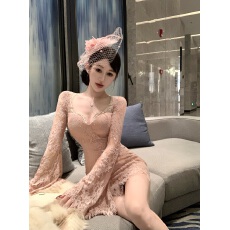 批发实拍实价 辣妹蕾丝拼接气质款<b class='q'>连衣裙</b>独特漂亮名媛收腰包臀短裙