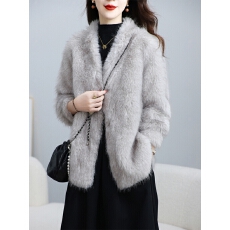 轻熟优雅名媛风仿皮草皮毛一体短外套