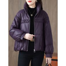 批发仿<b class='q'>真皮</b><b class='q'>皮衣</b>女短款仿绵羊皮羽绒服立领宽松显瘦外套2025新款小个子