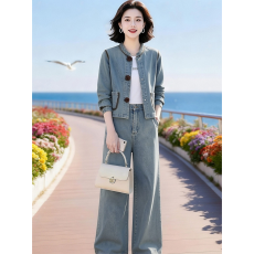 批发文艺国风时尚花朵<b class='q'>装</b>饰牛仔上衣<b class='q'>裤</b>子套<b class='q'>装</b>