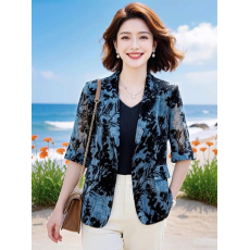 批发时尚<b class='q'>休闲</b>洋气<b class='q'>休闲</b>百搭薄印花西装外套